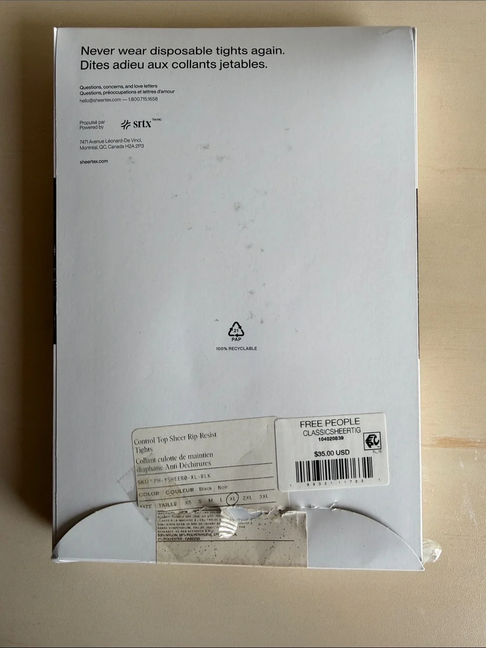 Sheertex size xl
